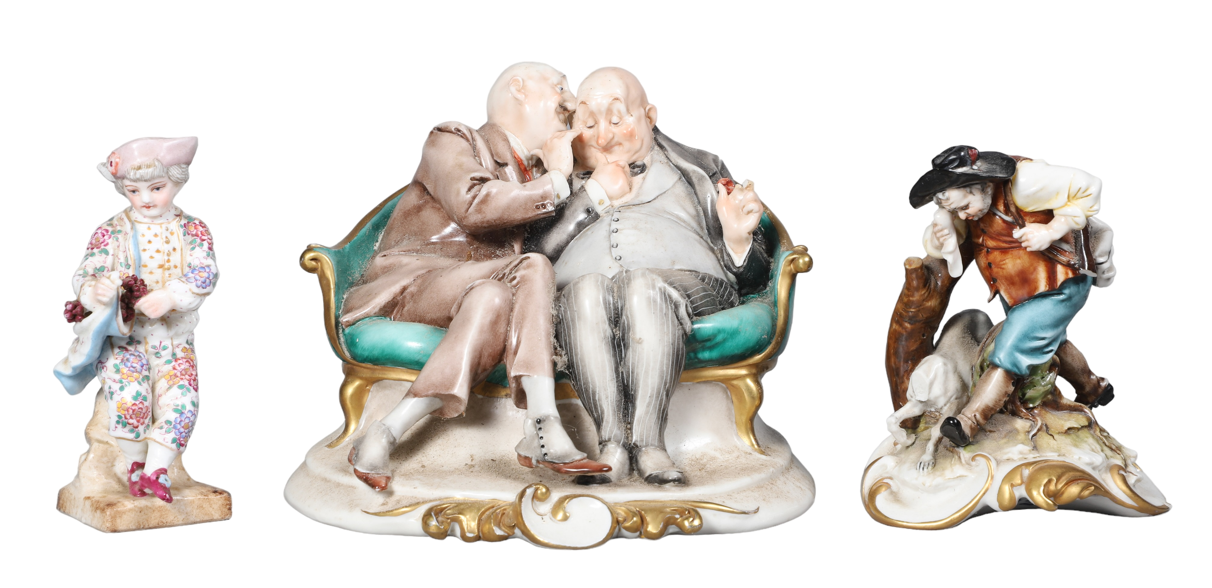 (3) Porcelain figurines, c/o