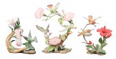 (3) Porcelain hummingbird figu