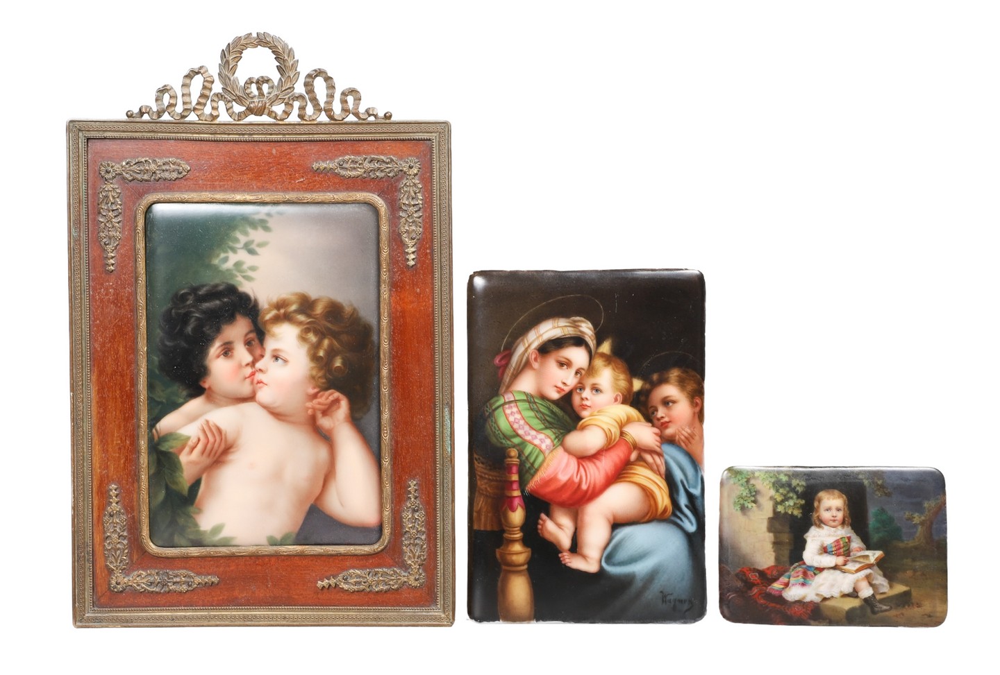 (3) Porcelain painted plaques to