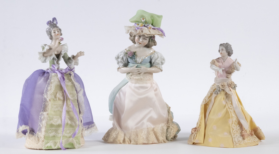 (3) PORCELAIN PIN CUSHION DOLLS Lot