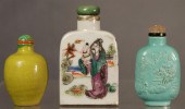 (3) porcelain snuff bottles, m
