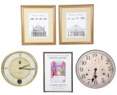 (3) Posters & (2) wall clocks,