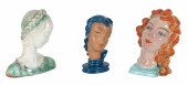 (3) Pottery female busts to in