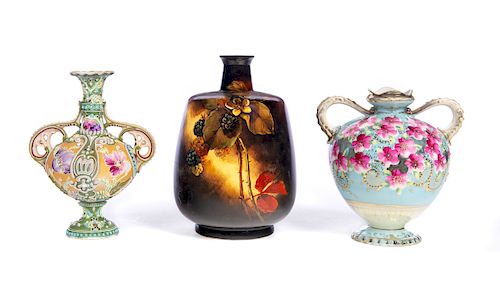 3 POTTERY VASES NIPPON MORIAGE