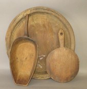 3 PRIMITIVE WOODEN KITCHENWARE