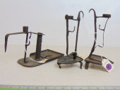 3 PRIMITIVE WROUGHT IRON CANDL