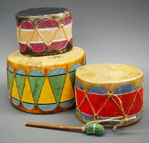 3 PUEBLO DRUMSThree mid 20th