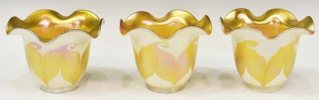 (3) QUEZAL IRIDESCENT ART GLASS