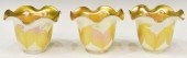 (3) QUEZAL IRIDESCENT ART GLAS