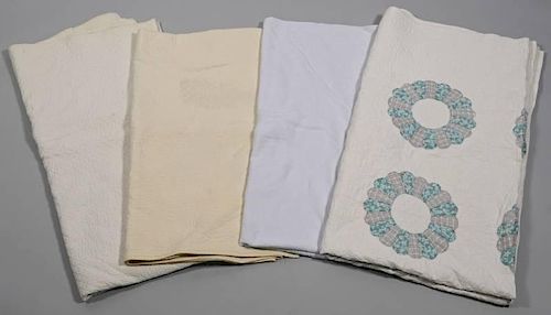 3 QUILTS AND 1 COVERLET, MOSTLY