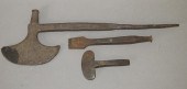 3 RARE WROUGHT IRON TOOLSca. 1