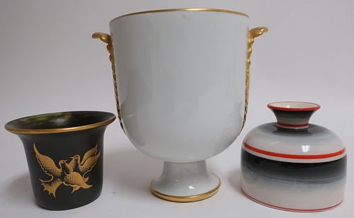 3 RICHARD GINORI PORCELAIN VASES,