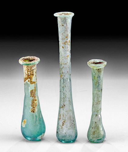 3 ROMAN GLASS UNGUENTARIA W/ LOVELY