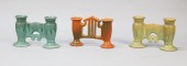 3 ROSEVILLE DOUBLE BUD VASES3