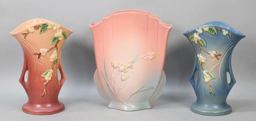 3 ROSEVILLE POTTERY VASES SNOWBERRY