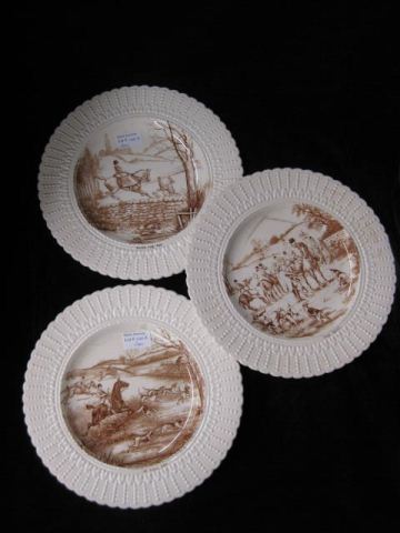 3 Royal Cauldon Fox Hunt Plates