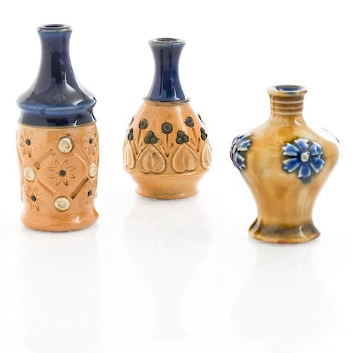 3 ROYAL DOULTON BLUE GLAZED