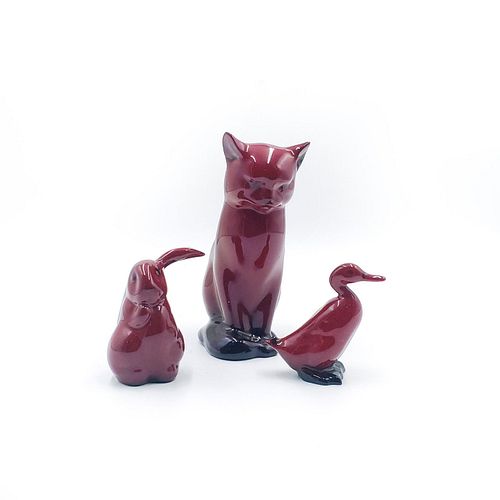 3 ROYAL DOULTON FLAMBE ANIMAL