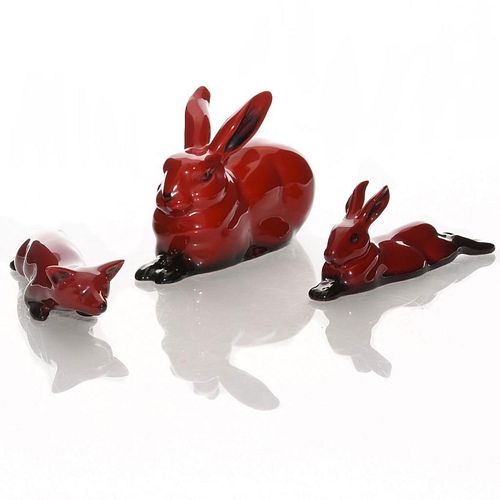 3 ROYAL DOULTON FLAMBE ANIMAL