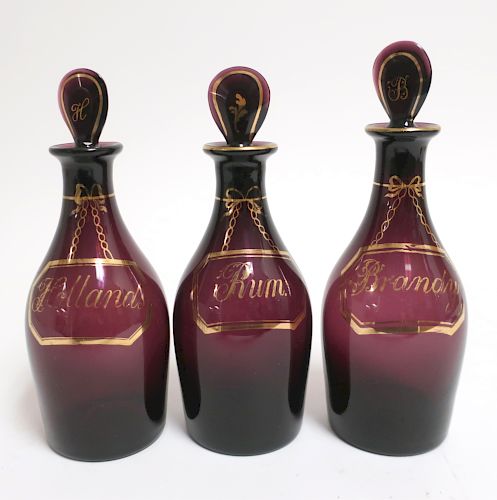 3 RUBY GLASS LIQUOR