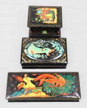 (3) Russian lacquer boxes, c/o