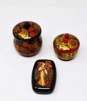 3 RUSSIAN LACQUERED BOXES3 Rus