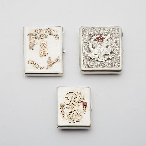 3 RUSSIAN STERLING SILVER CIGARETTE