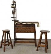 (3) RUSTIC FRENCH PINE BAR COU