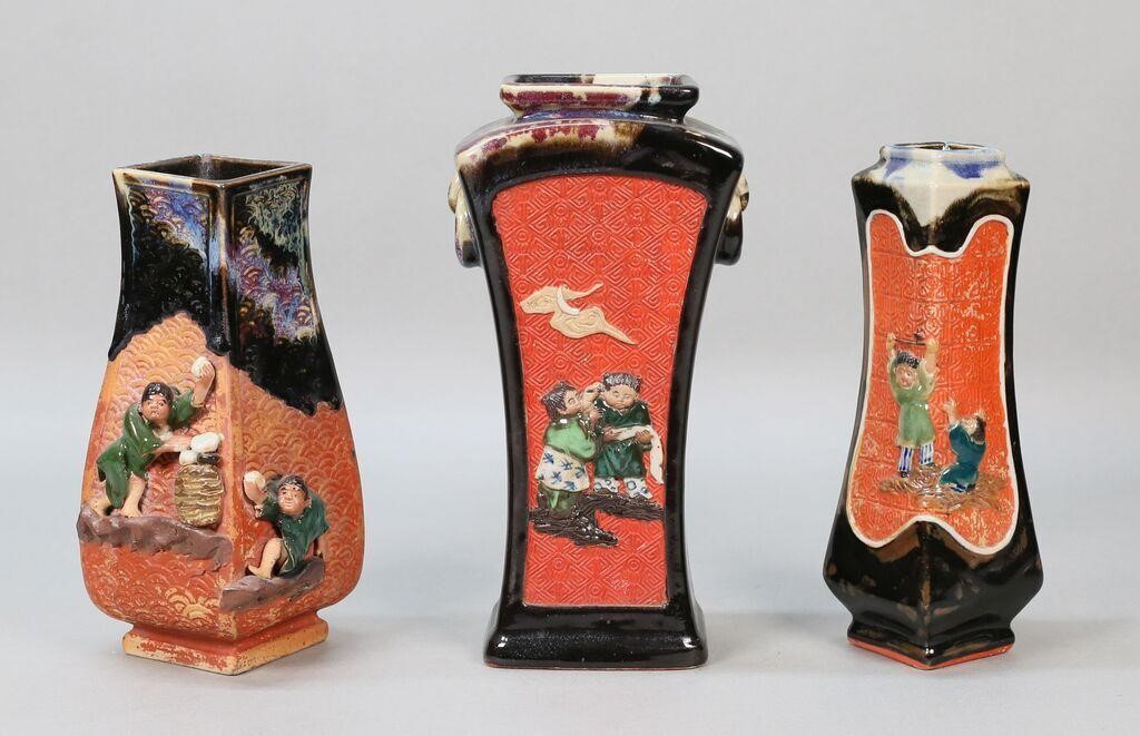 3 RYOSAI SUMIDA POTTERY VASES3