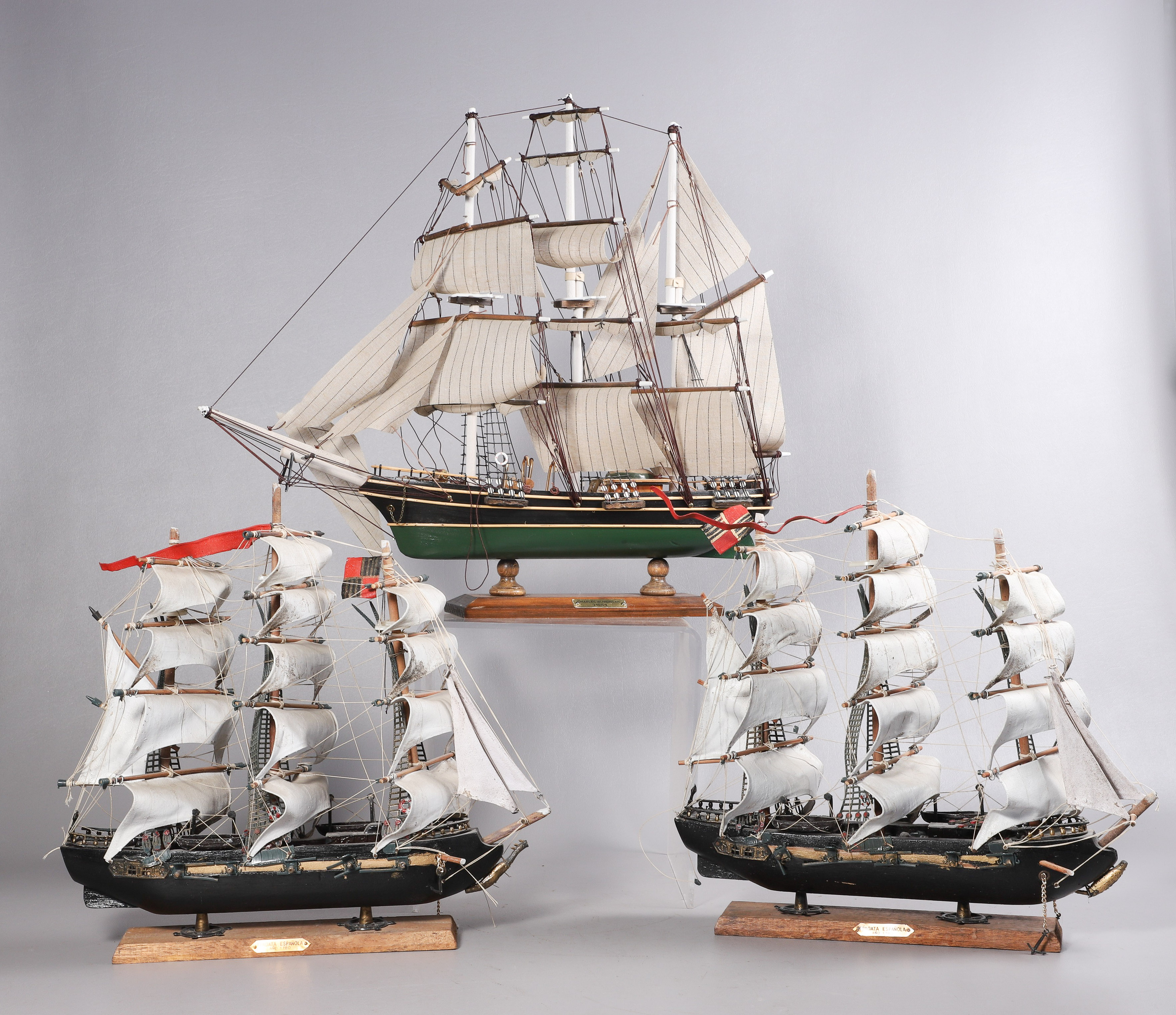 (3) Sailing ship models, c/o
