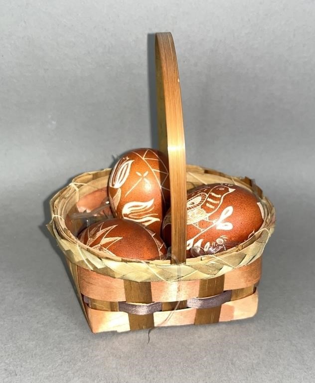 3 SCRATCH DECORATED EGGS CA.