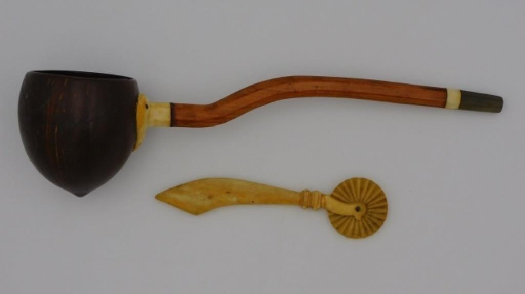 (3) SCRIMSHAW OBJECTS. 19TH
