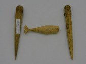 (3) SCRIMSHAW PIECES. 19TH C.