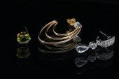3 SETS OF GOLD AND GEMSTONE EA