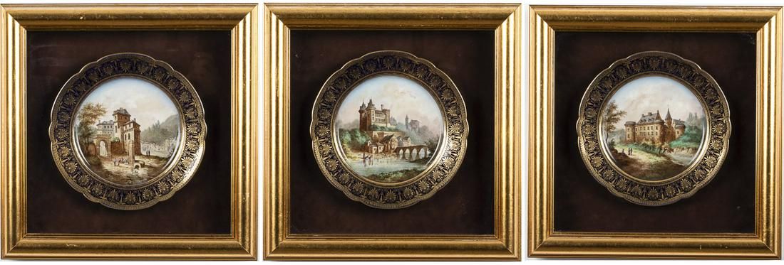 3 SEVRES FRAMED PLATES, C. 18463