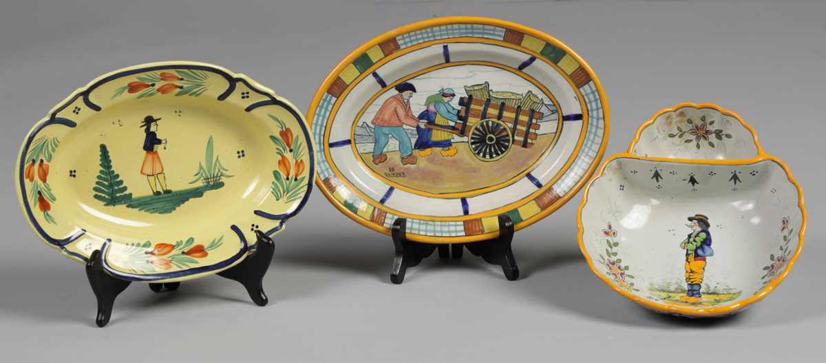 3 Sgn. Quimper Dishes L to R: Ht.