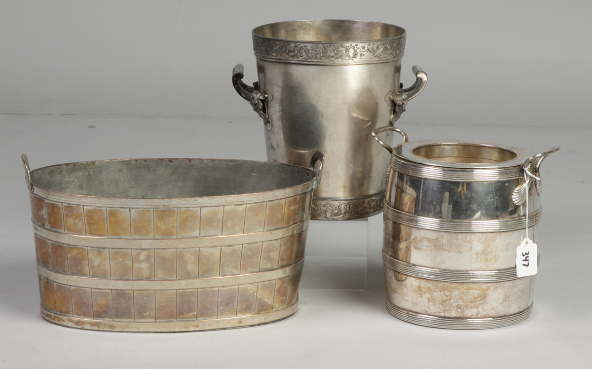 3 Sheffield plate wine tubs 347.