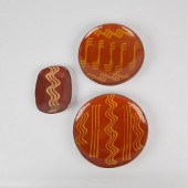 3 SHOONER REDWARE SLIP DECORAT