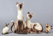 (3) Siamese cat lamp and figur