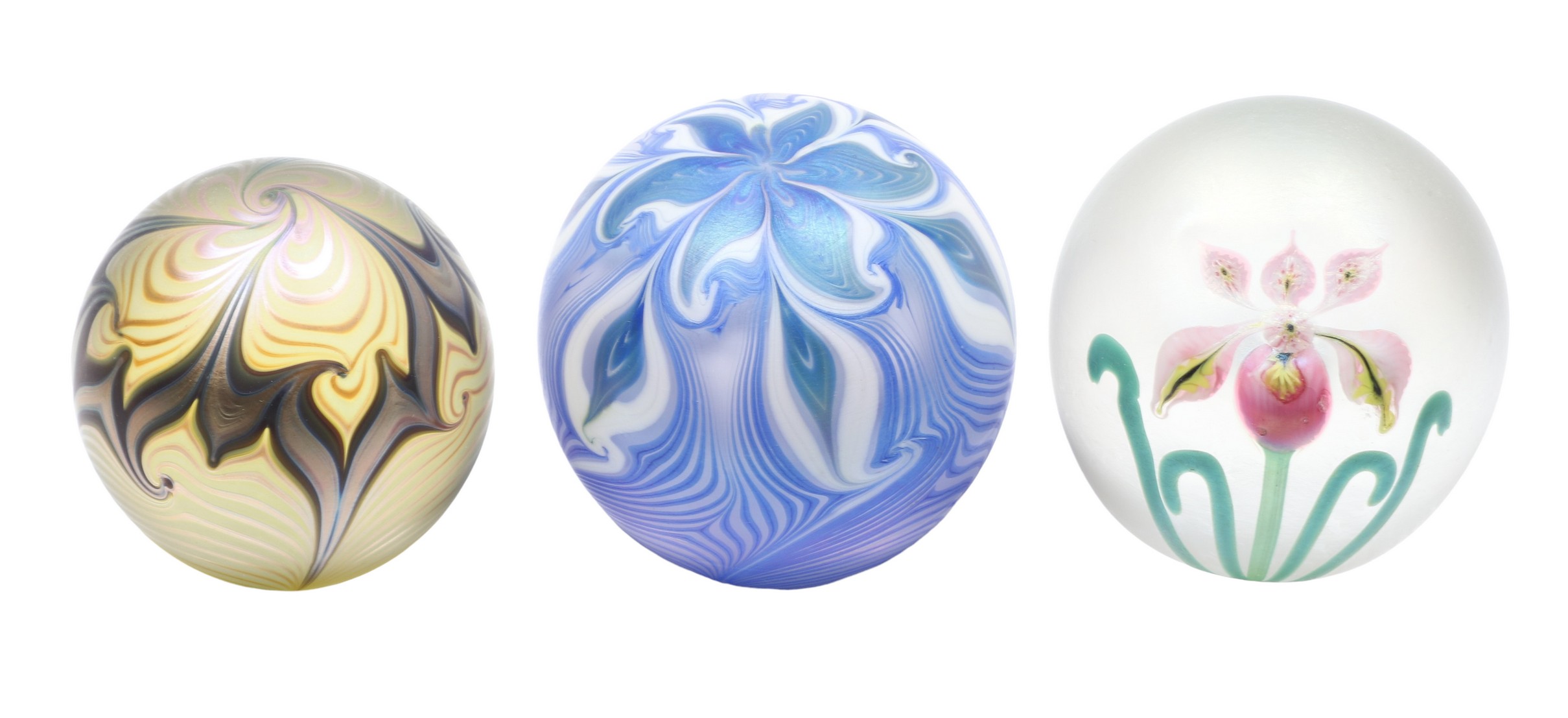(3) Signed art glass