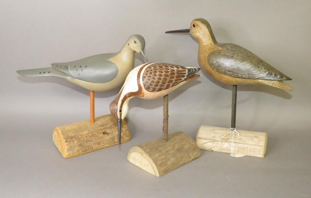 3 SIGNED BIRD CARVINGS BY HARRY