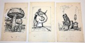 3 SIGNED OSCAR CESAR INK SKETC