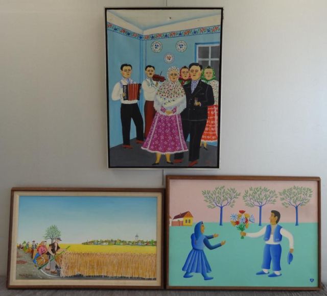 3 Signed Primitive Serbian Oils