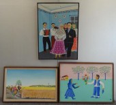 3 Signed Primitive Serbian Oil