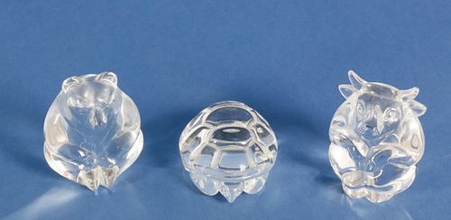 3 SIGNED STEUBEN CLEAR CRYSTAL