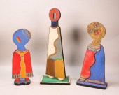 3 SIGNED TALI WOOD CARVED FIGU
