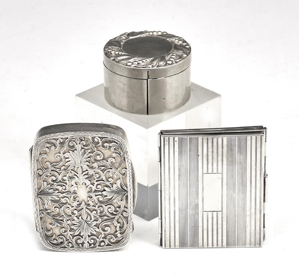 3 SILVER ACCESSORIES: STAMP BOX,