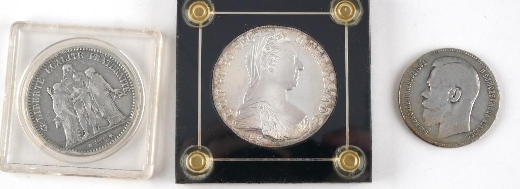 (3) SILVER COINS FRANC RUBLE