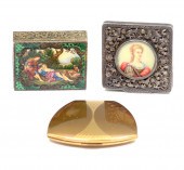 3 SILVER COMPACTS: 1) Vintage