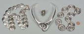 3 SILVER NECKLACES & ENAMEL RI